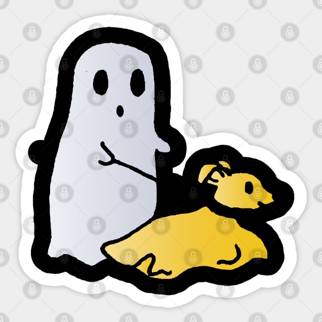 ghost walking dog Sticker by lazykitty